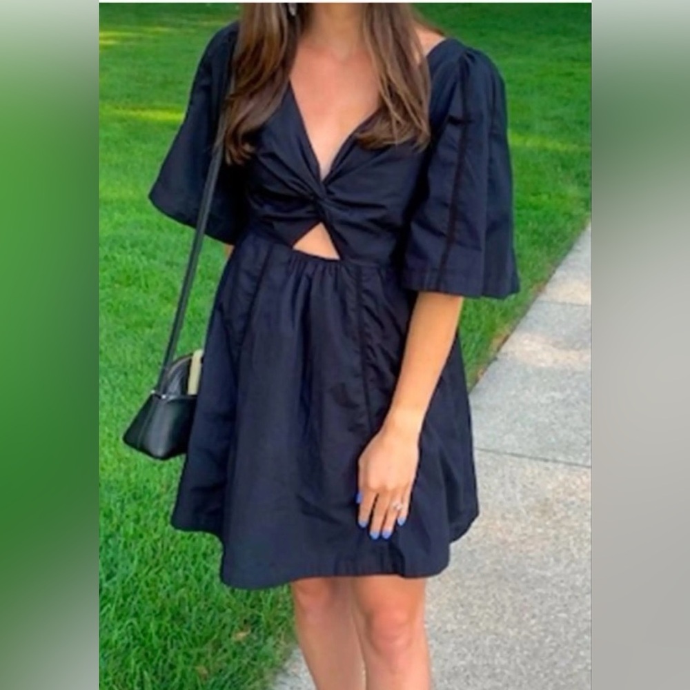 Abercrombie & Fitch Midi Dress Sz M Tall Smocked Waist Flowy Summer Dress Black